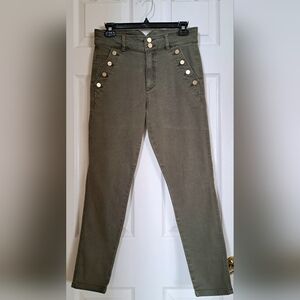 Joe's Jeans Straight-Leg Olive Green Jeans with Accent Buttons
